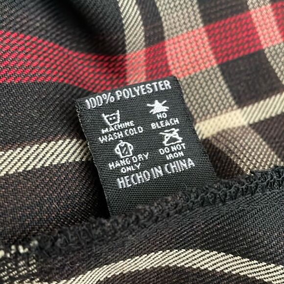 Dixxon Women’s Small Shirt Black Red Plaid Button Front Long Sleeve Collar - Picture 8 of 9